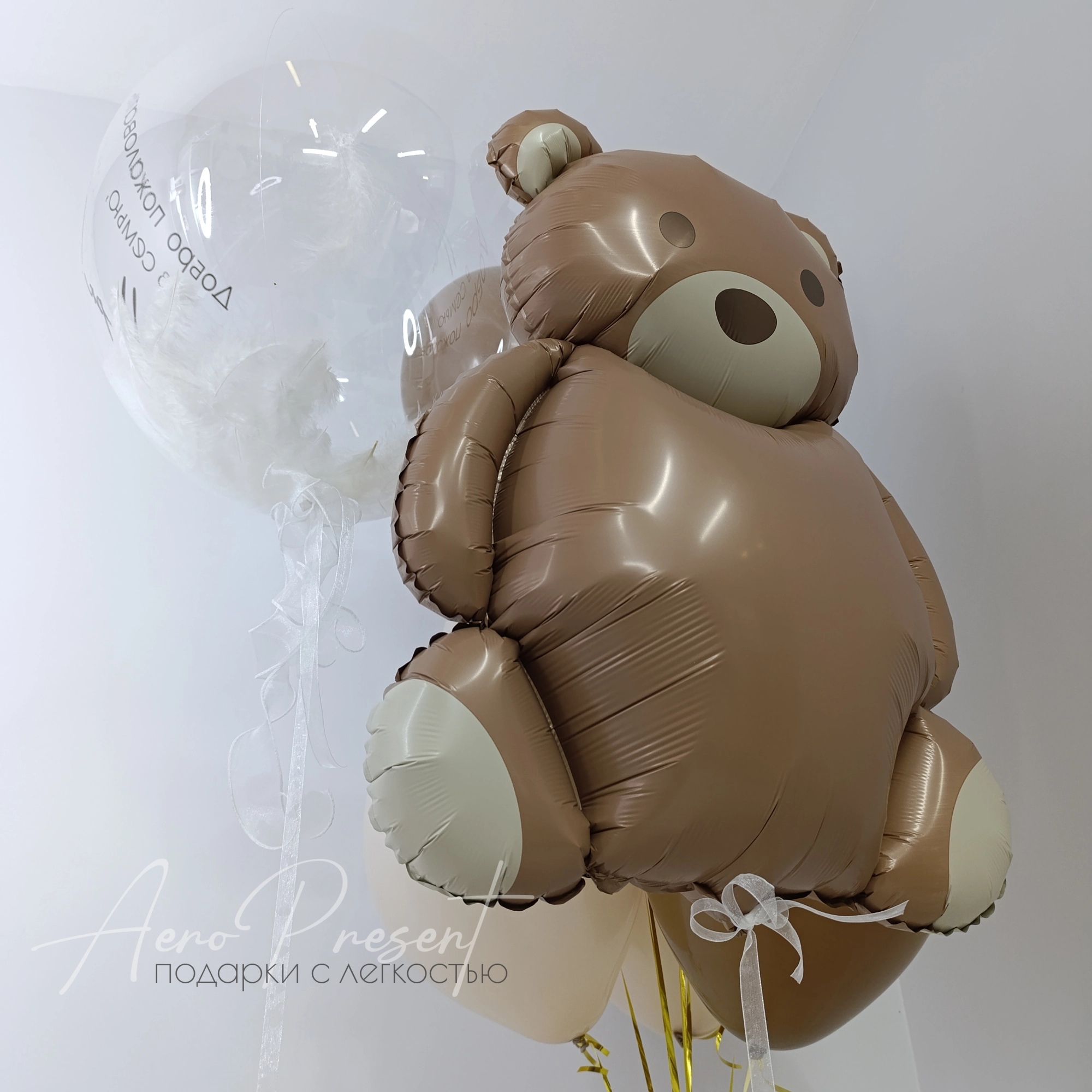 Набор шаров на выписку мальчику с медвежонком 